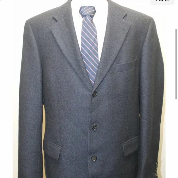 Hugo Boss Black Men Blazer Navy Blue Line Made In Turkey 100% Wool 3 Button 44R - Picture 1 of 11